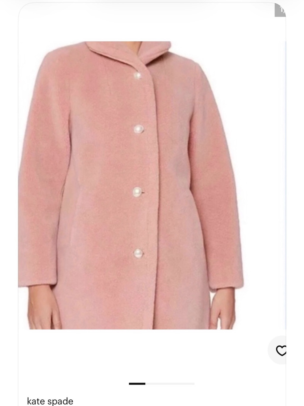 kate spade Soft Pink Teddy Coat with Pearl Buttons - Picture 2 of 10